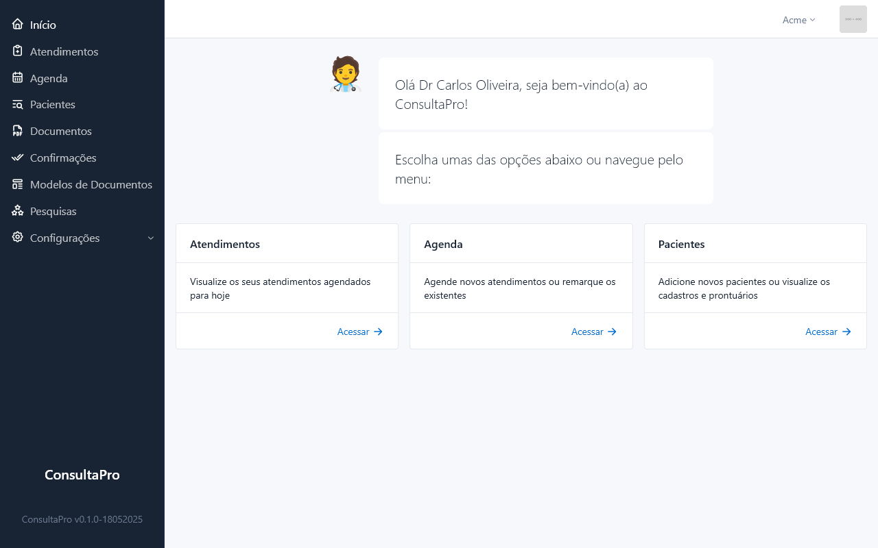 Interface principal do ConsultaPro