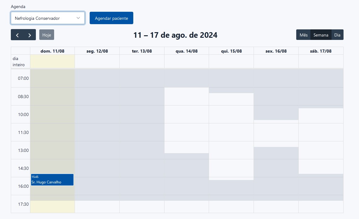 Calendário para visualização da agenda